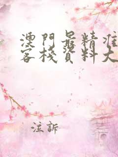 澳门最精准龙门客栈资料大全