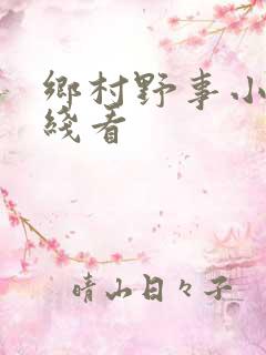 乡村野事小说在线看