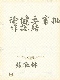 卫健委审批科工作总结