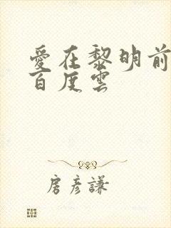 爱在黎明前降落百度云