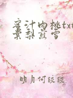 蜜汁肉桃txt棠梨煎雪