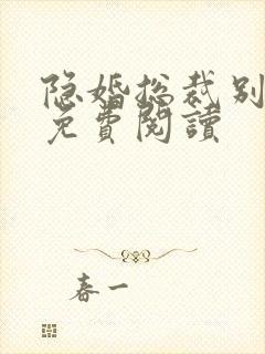 隐婚总裁别太坏免费阅读