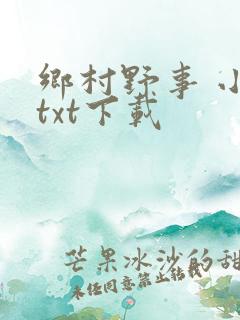 乡村野事 小说txt下载