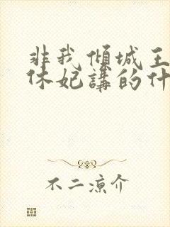 非我倾城王爷要休妃讲的什么