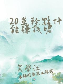 20万干点什么能赚钱呢