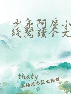 少年阿庆小说在线阅读全文
