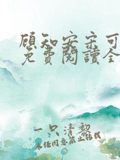 顾知安宋可小说免费阅读全文
