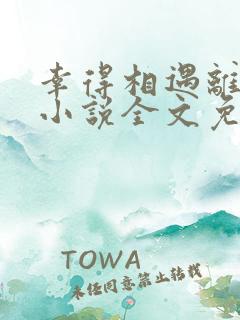 幸得相遇离婚时小说全文免费阅读