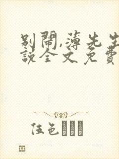 别闹,薄先生小说全文免费阅读
