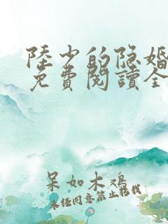 陆少的隐婚罪妻免费阅读全文