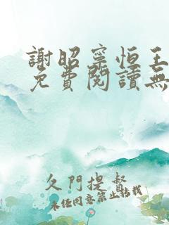 谢昭宁恒王小说免费阅读无弹窗