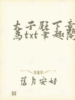 太子殿下意欲何为txt笔趣阁