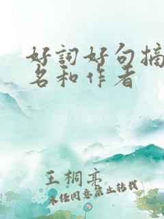 好词好句摘抄书名和作者