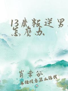 13岁叛逆男孩怎么办