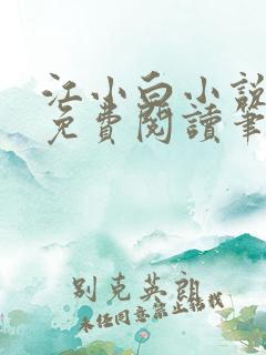 江小白小说全文免费阅读笔趣阁