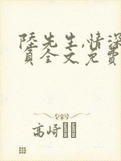 陆先生,情深不负全文免费阅读