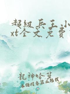超级兵王小说txt全文免费下载