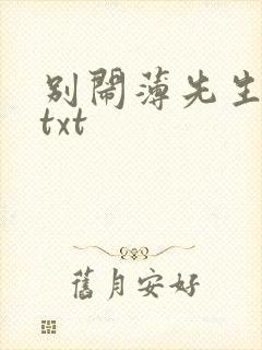 别闹薄先生免费txt