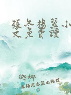 张冬杨翠小说全文免费读