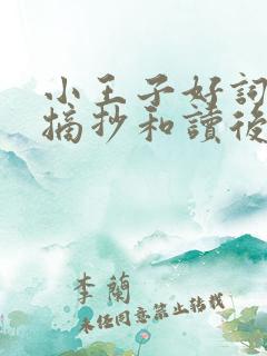 小王子好词好句摘抄和读后感