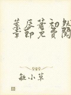 叶辰萧初然全集章节免费阅读无弹窗