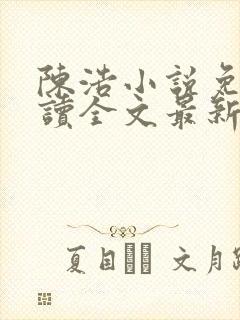 陈浩小说免费阅读全文最新