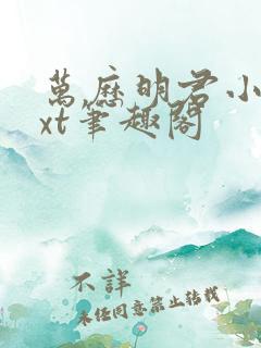 万历明君小说txt笔趣阁