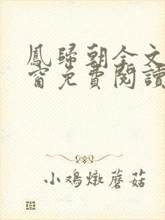 凤归朝全文无弹窗免费阅读