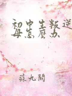 初中生叛逆期父母怎么办