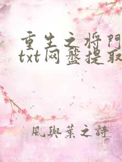 重生之将门毒后txt网盘提取码