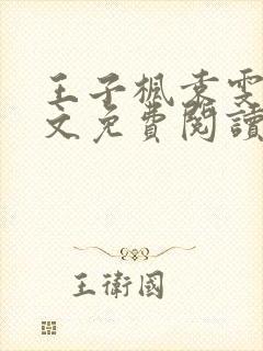 王子枫袁雯洁全文免费阅读