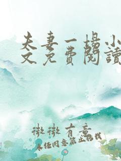夫妻一场小说全文免费阅读