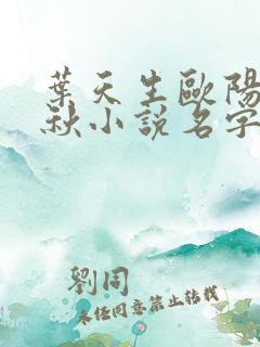 叶天生欧阳欣忆秋小说名字