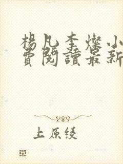 杨凡李灿小说免费阅读最新章节全文