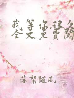 我等你,很久了全文免费阅读笔趣阁