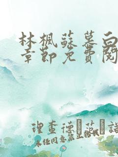 林枫苏慕白最新章节免费阅读无弹窗笔趣阁