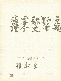 薄雾弥野免费阅读全文笔趣阁