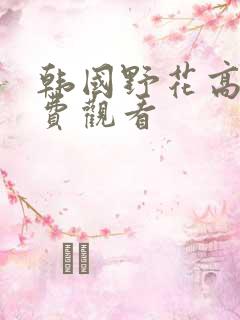 韩国野花高清免费观看