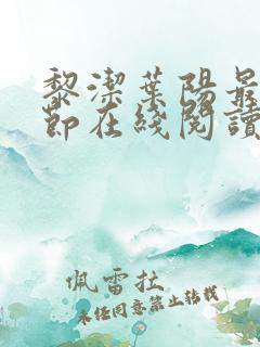 黎洁叶阳最新章节在线阅读