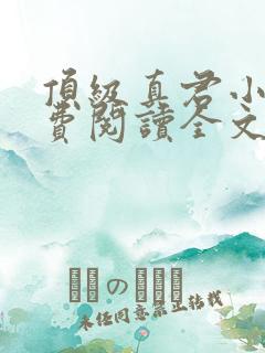 顶级真君小说免费阅读全文