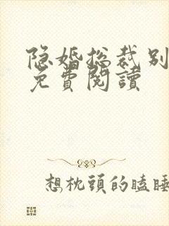 隐婚总裁别太坏免费阅读