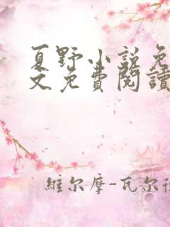 夏野小说免费全文免费阅读番外