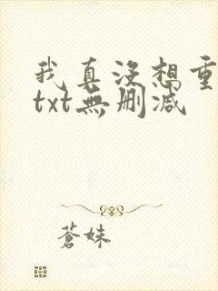 我真没想重生啊txt无删减