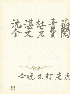 沈湛杜青蘅小说全文免费阅读下载
