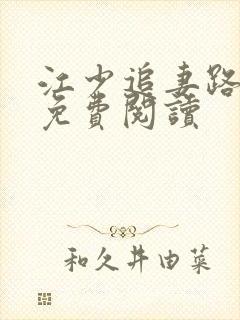 江少追妻路漫漫免费阅读