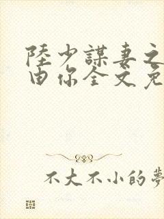 陆少谋妻之婚不由你全文免费阅读