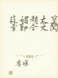 苏媚赵大宝最新章节全文阅读