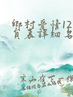 乡村爱情12演员表详细名单