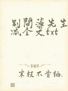 别闹薄先生未删减全文txt