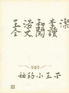 王浩和李洁小说全文阅读
